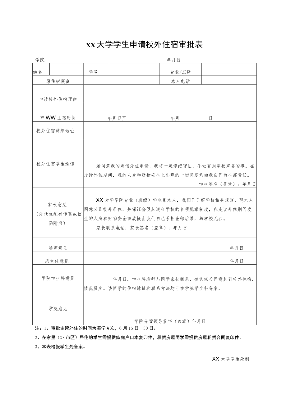 大学学生申请校外住宿审批表.docx_第1页