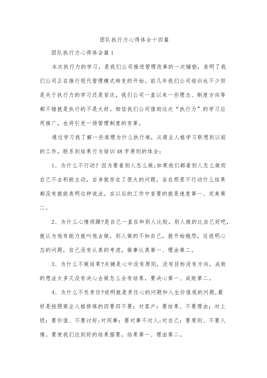 团队执行力心得体会十四篇.docx_第1页