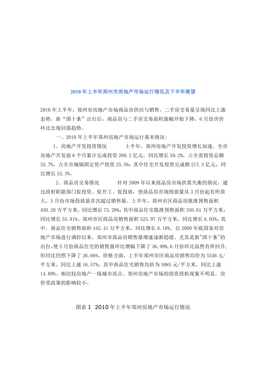 郑州市房地产市场运行情况分析.docx_第1页