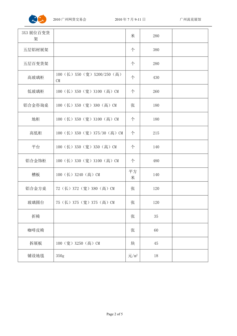 现场租用展具价格表.docx_第2页