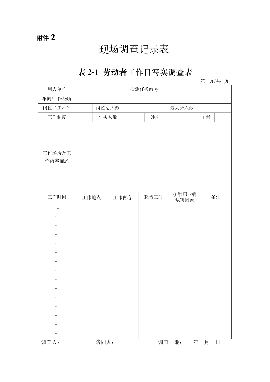 职业卫生技术服务机构检测工作附录表格.docx_第2页