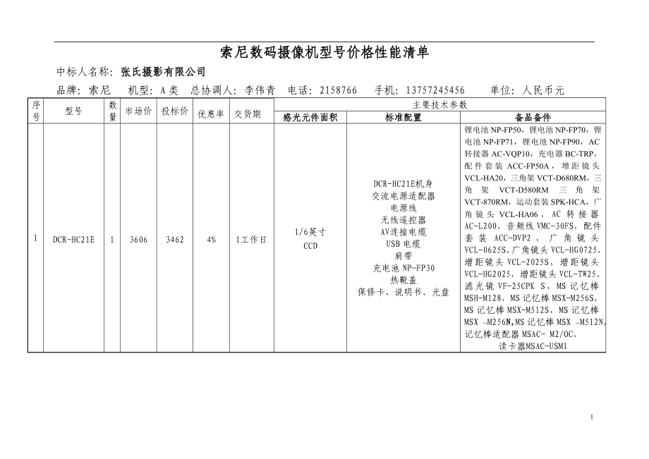 索尼数码摄像机型号价格性能清单.docx_第1页