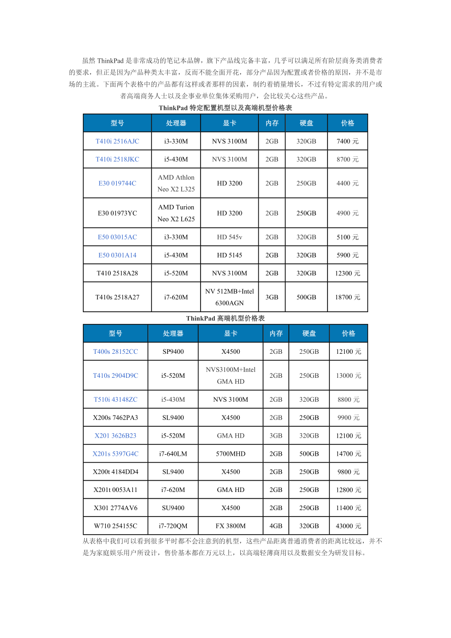 透析小黑 ThinkPad全系列价格与特点介绍.docx_第3页