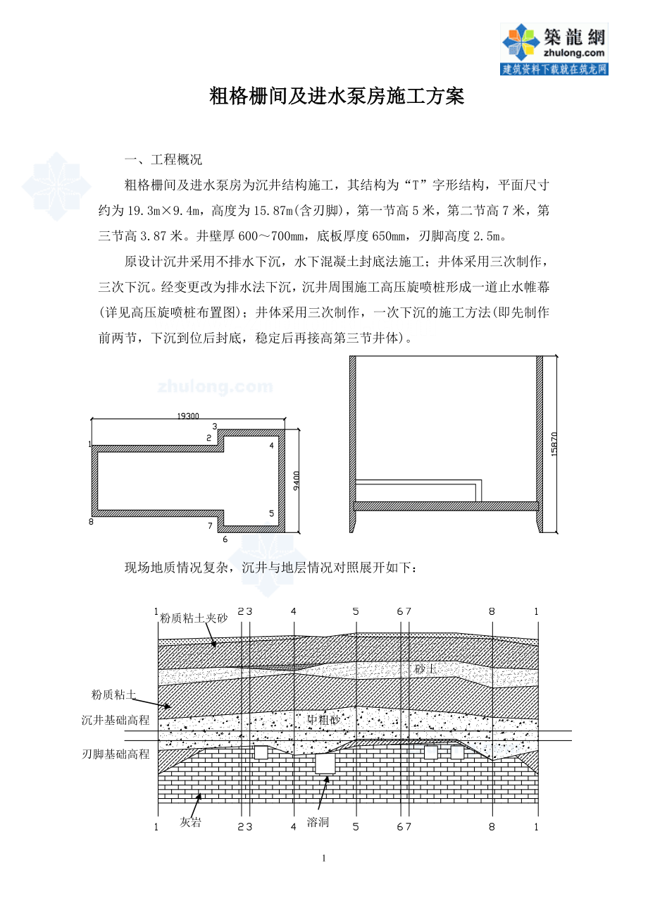 粗格栅间及进水泵房施工方案.docx_第1页