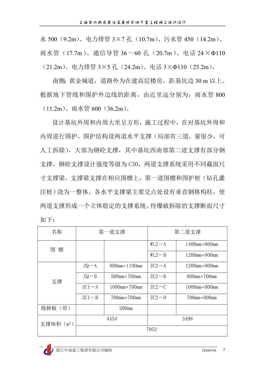 第十五章 围护工程钢砼支撑系统爆破拆除施工方案.docx_第3页