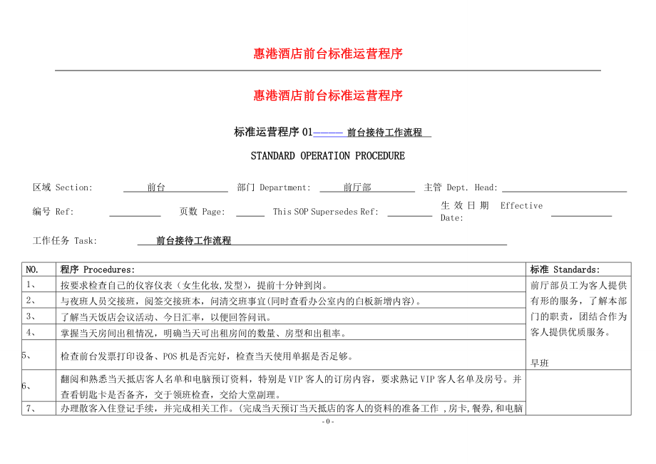 惠港酒店前台实操sop.docx_第1页