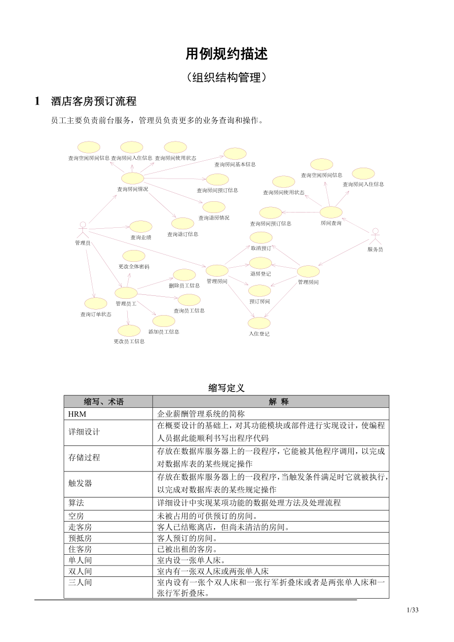 [组织机构管理模块][酒店客房预订系统]用例规约描述.docx_第1页