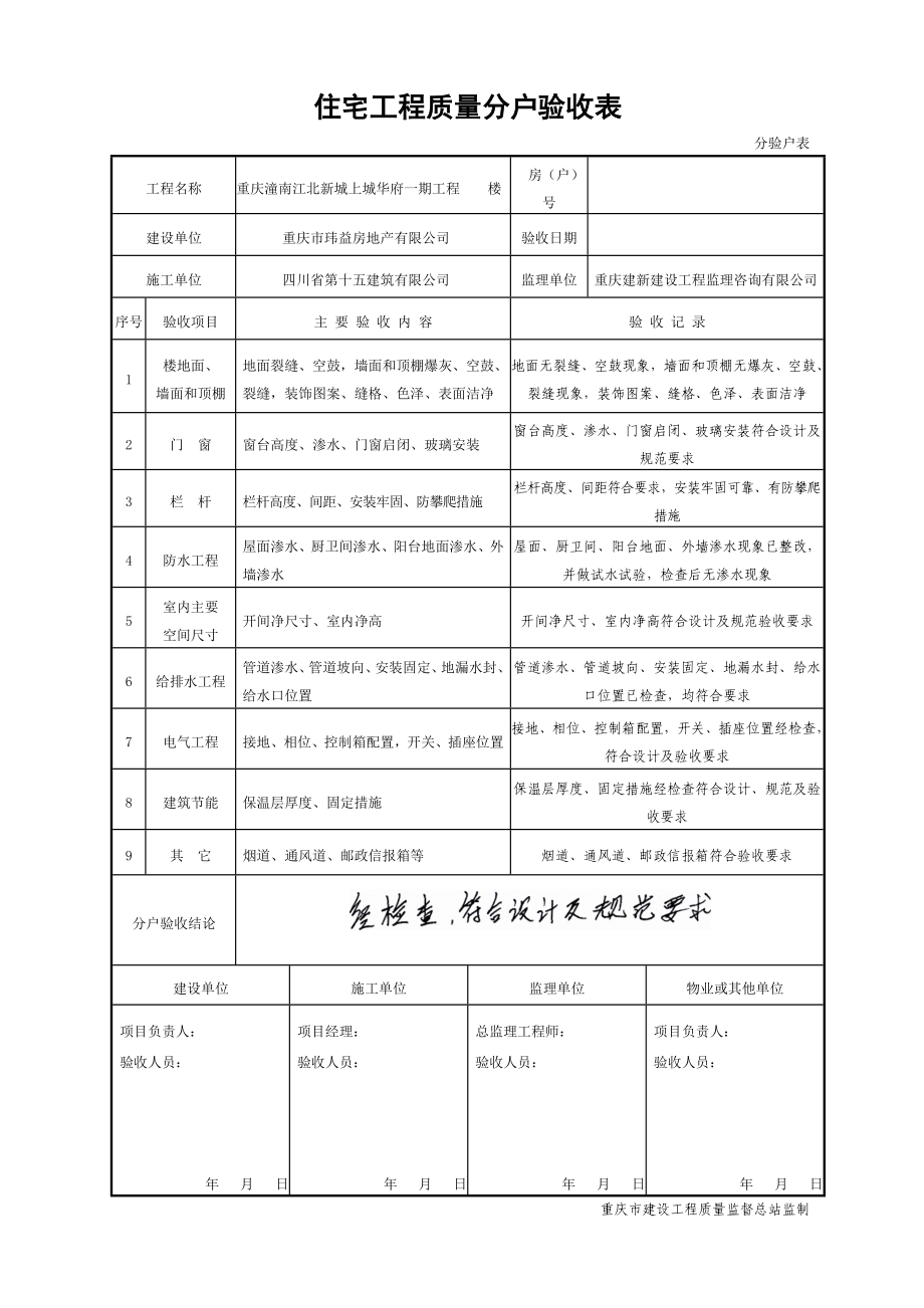 上城华府分户验收表(样表).docx_第1页