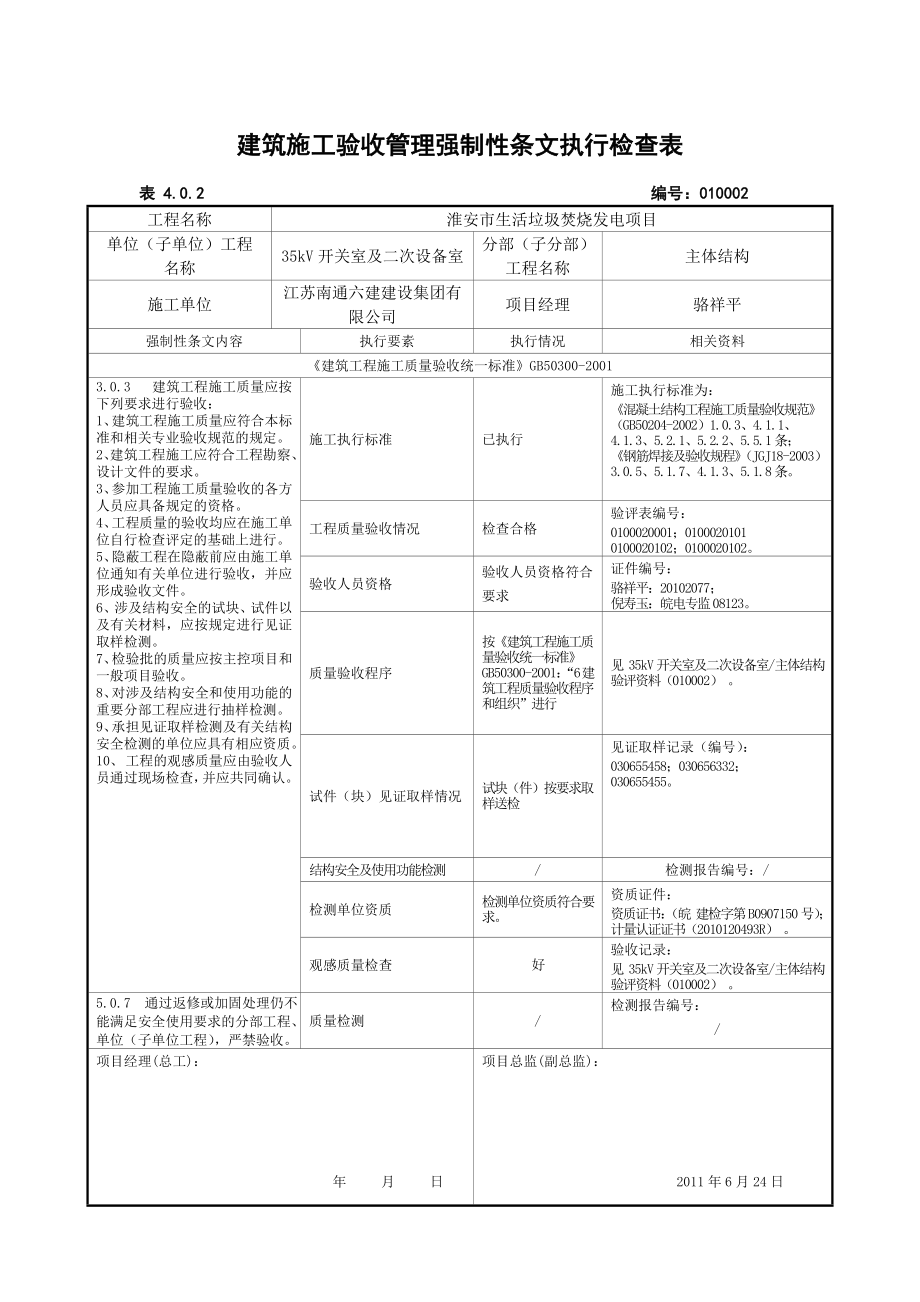 402建筑施工验收管理强制性条文执行记录表.docx_第3页