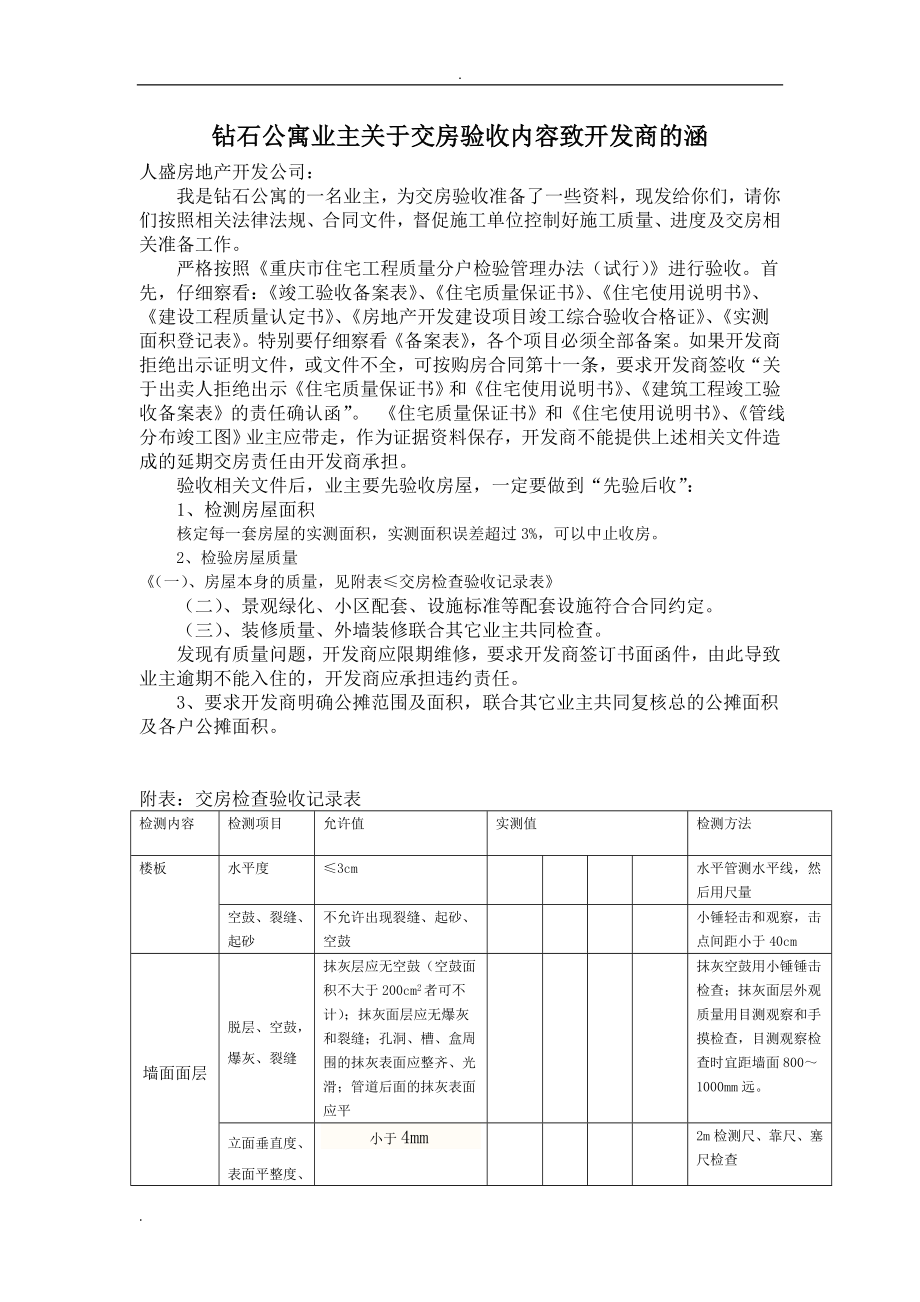 交房检查验收记录表(DOC45页).doc_第1页