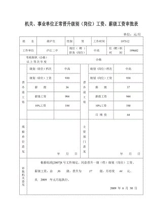 级别(岗位)工资、薪级工资审批表.docx