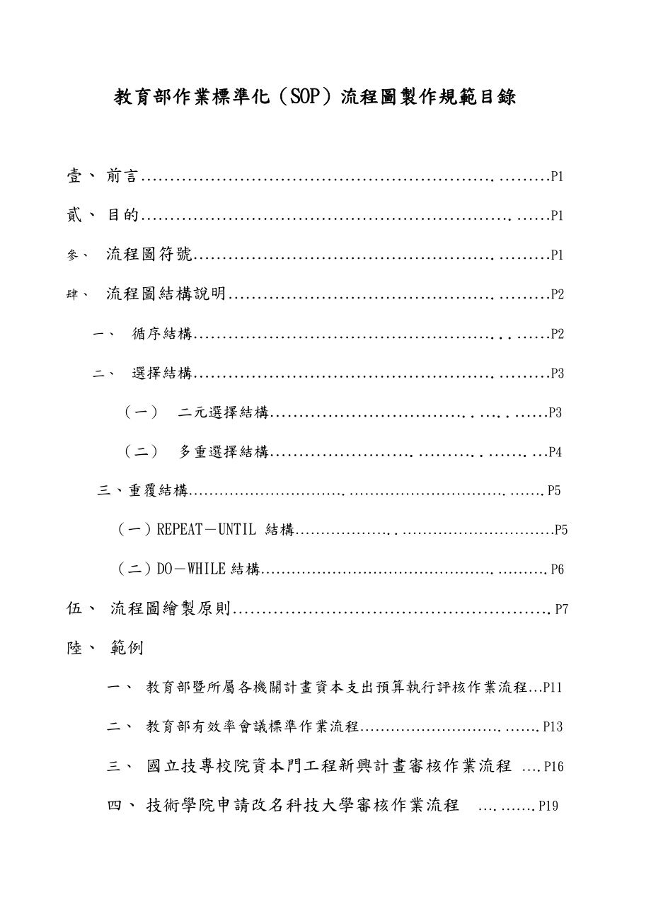 教育部作业标准化(SOP)流程图制作规范目录.docx_第1页