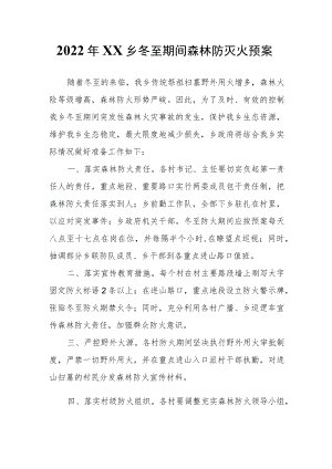 XX乡冬至期间森林防灭火预案.docx