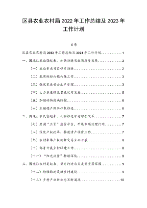 区县农业农村局2022年工作总结及2023年工作计划.docx