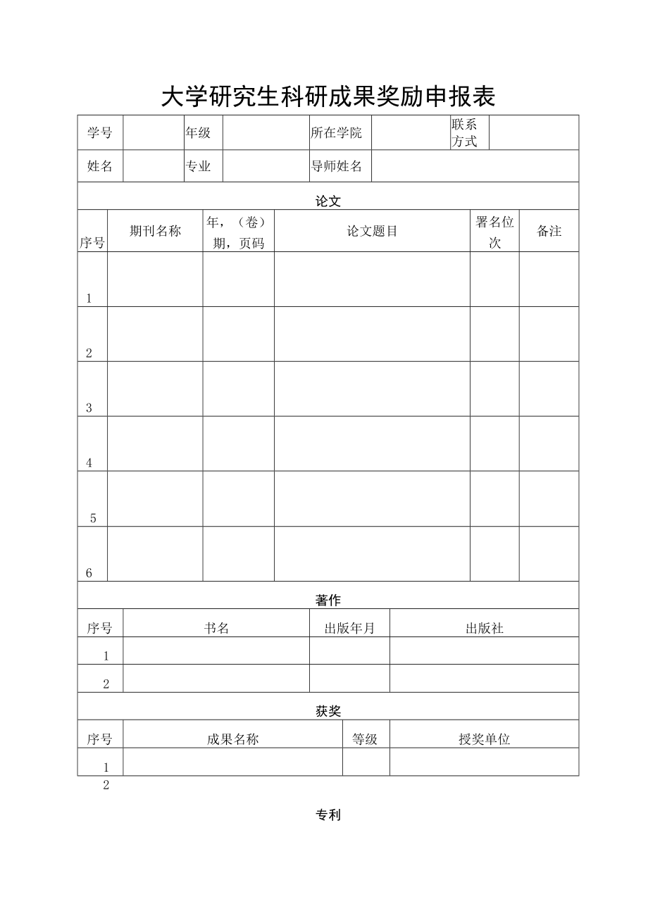 大学研究生科研成果奖励申报表.docx_第1页