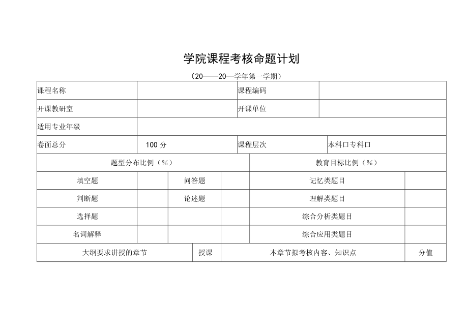 学院课程考核命题计划.docx_第1页