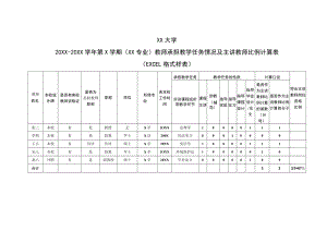 XX大学20XX-20XX学年第X学期(XX专业)教师承担教学任务情况及主讲教师比例计算表.docx