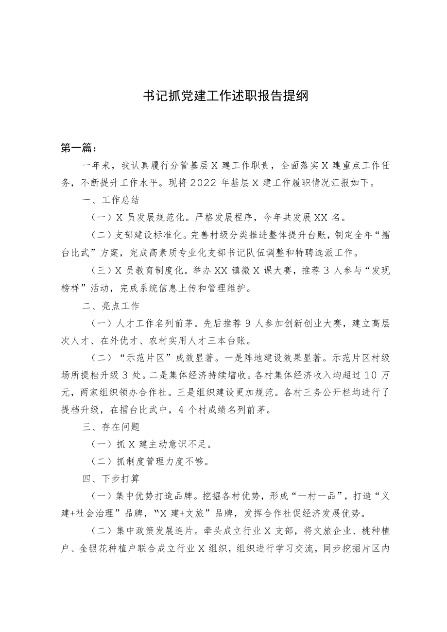 党建工作述职报告提纲.docx_第1页