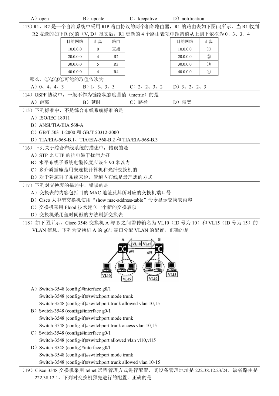 XX年9月全国计算机等级考试四级网络工程师真题4734108726.docx_第2页