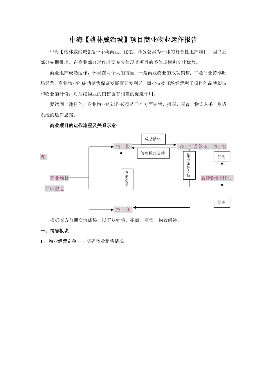 XX项目商业物业运作报告.docx_第1页