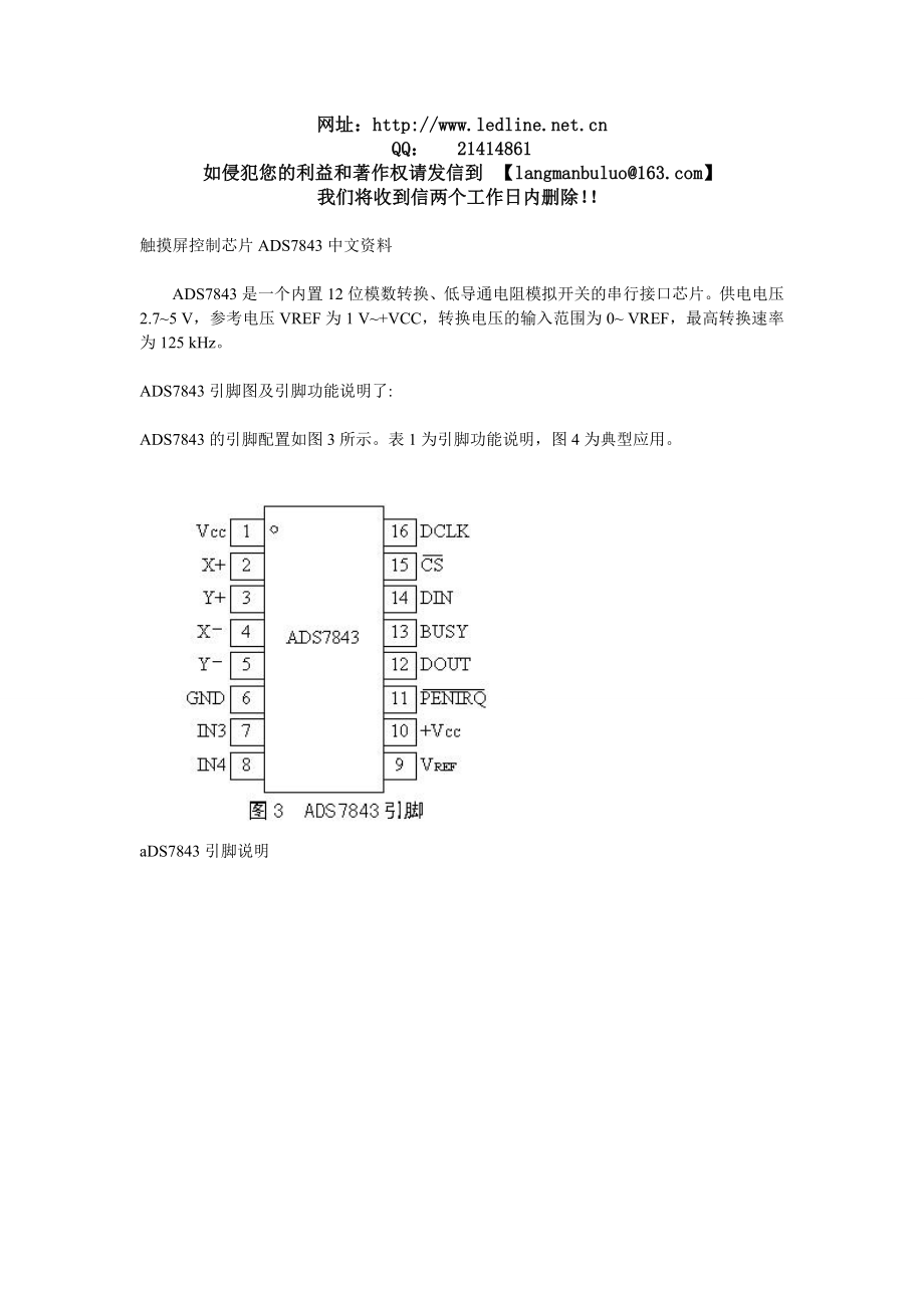 触摸屏控制芯片ADS7843中文资料.docx_第1页