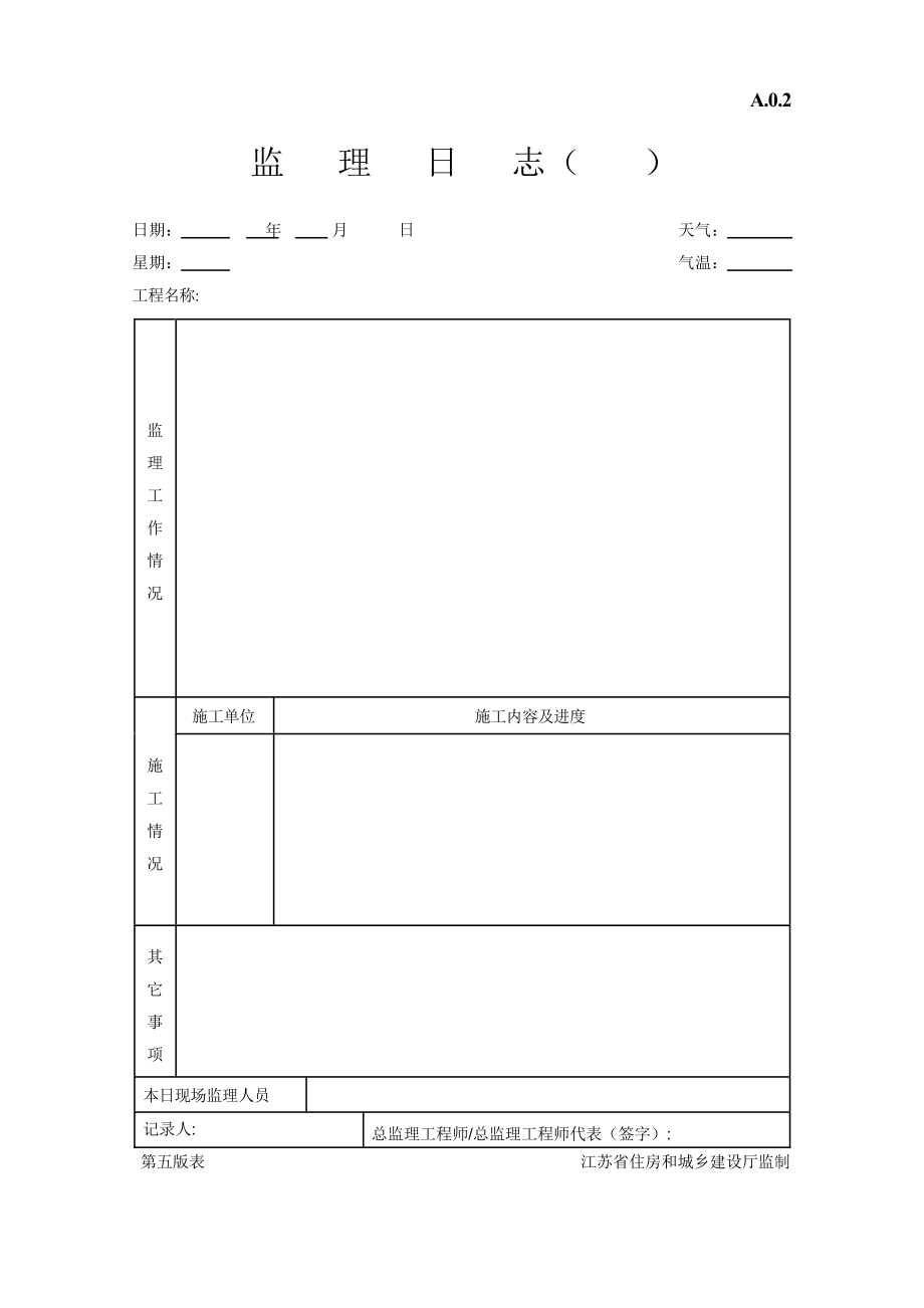 Word版(第五版)江苏省建设工程监理现场用表表格.docx_第2页