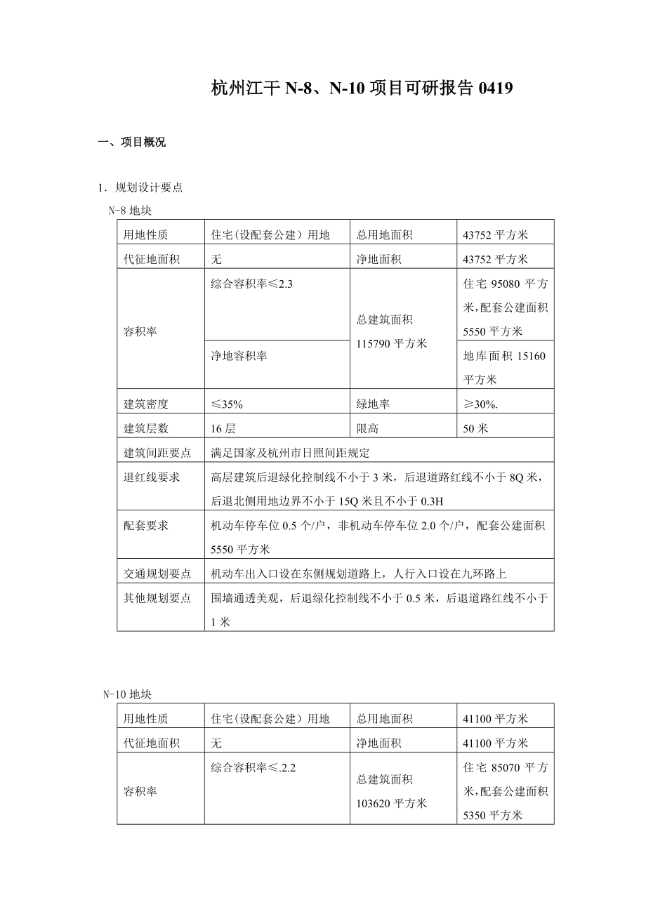 《某地产杭州九堡项目可研报告》最后稿.docx_第1页