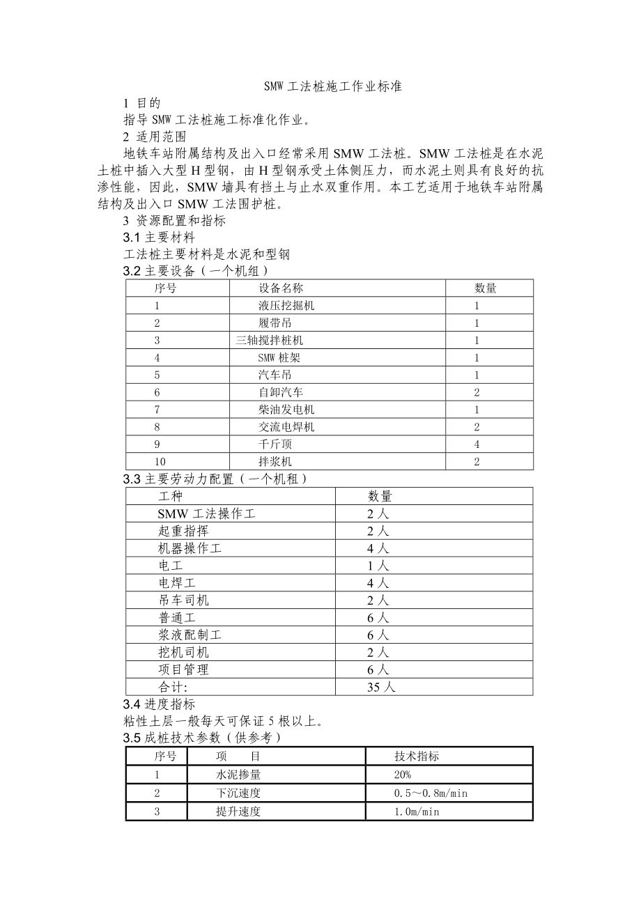 2SMW工法桩施工作业标准.docx_第1页