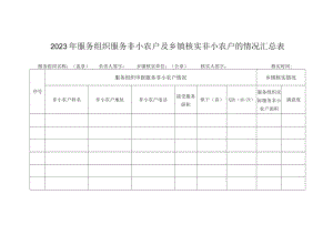 2023年服务组织服务非小农户及乡镇核实非小农户的情况汇总表.docx