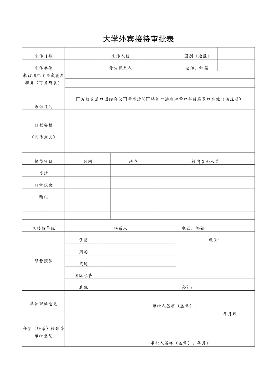 大学外宾接待审批表.docx_第1页