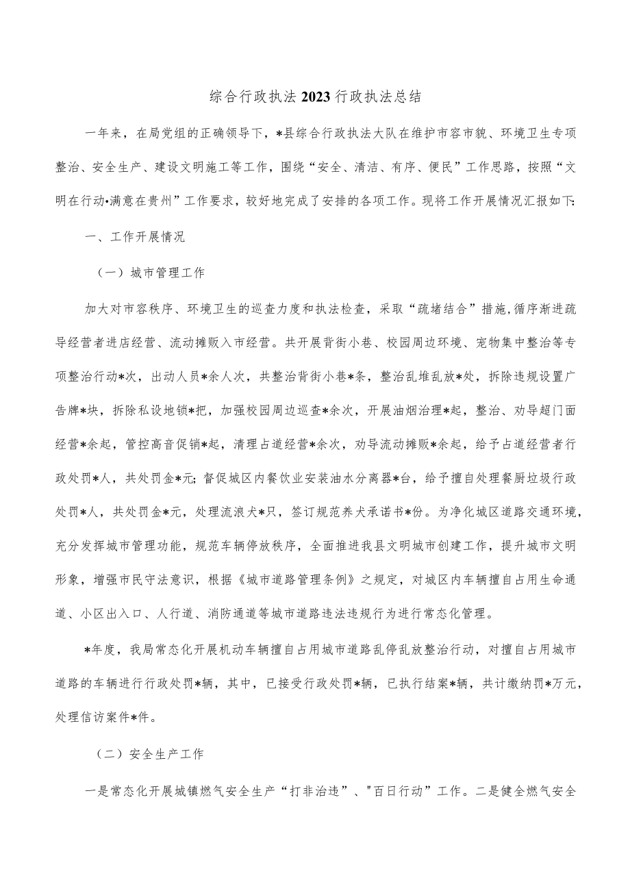 综合行政执法2023行政执法总结.docx_第1页