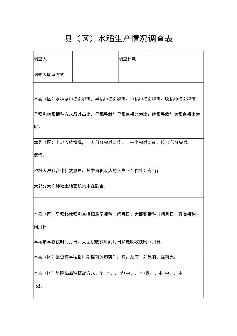 县（区）水稻生产情况调查表.docx_第1页