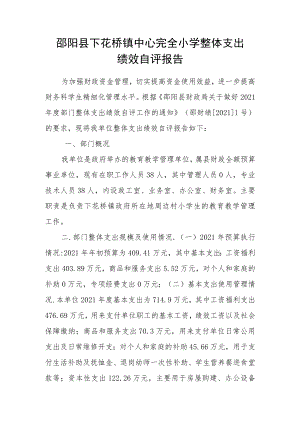 邵阳县下花桥镇中心完全小学整体支出绩效自评报告.docx