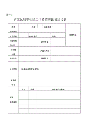 罗庄区城市社区专职工作者公开招聘报名登记表.docx