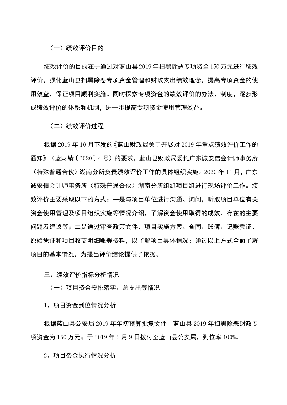 蓝山县2019年扫黑除恶财政专项资金绩效评价报告.docx_第3页