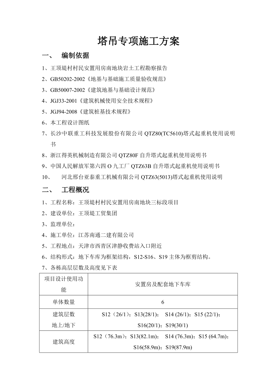 安置房塔吊基础施工方案天津框剪结构.doc_第1页