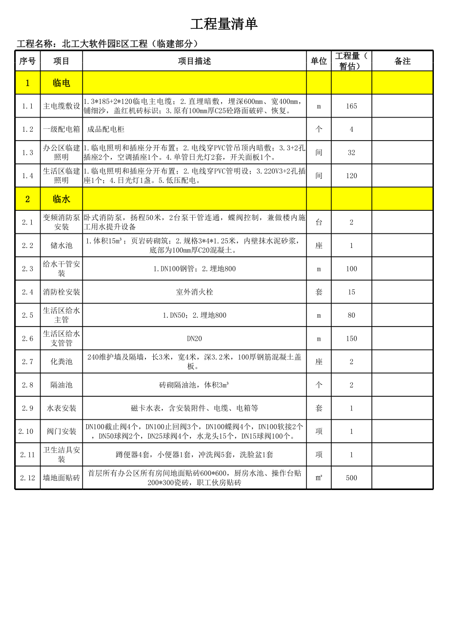 北京某软件园临建项目工程量清单(报价清单).xls_第2页