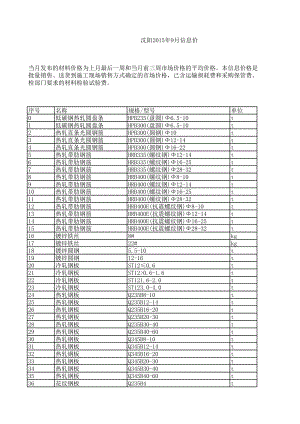 沈阳年9月建设工程材料信息价.xls