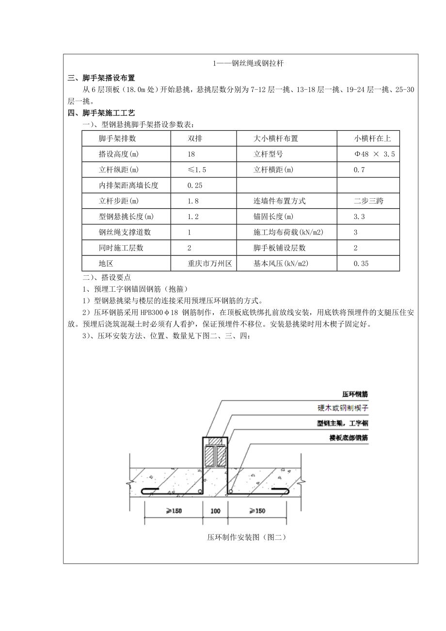 住宅楼工程型钢悬挑脚手架施工技术交底附详图.docx_第2页