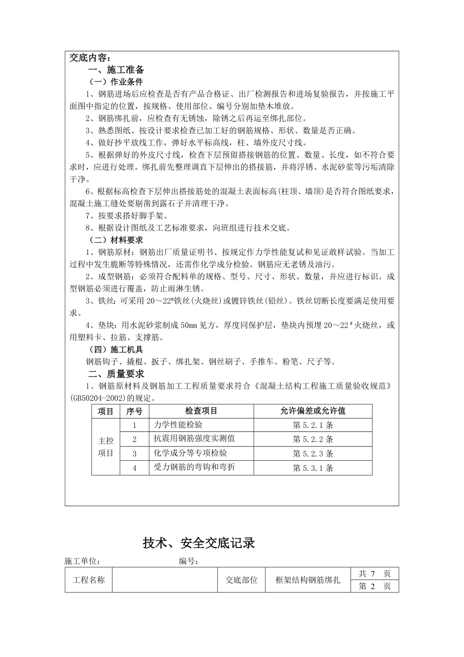 框架结构钢筋绑扎工程技术交底.doc_第2页