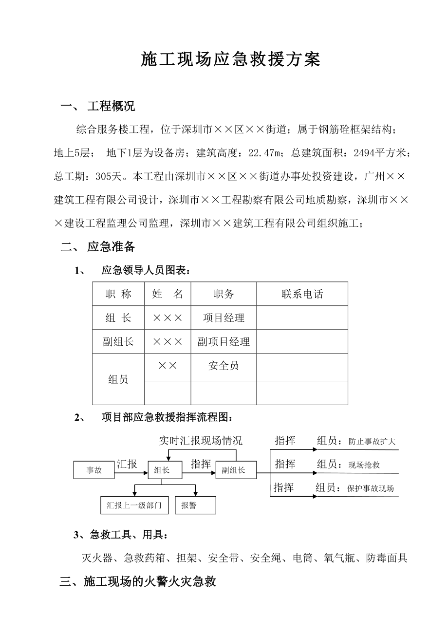 深圳某综合服务中心大楼施工现场应急救援预案.doc_第3页