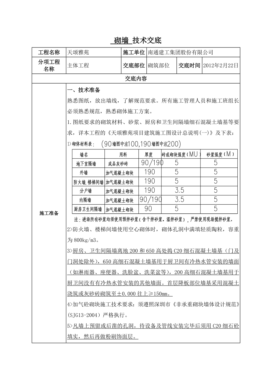 住宅楼主体工程砌墙技术交底（附节点图）.doc_第1页