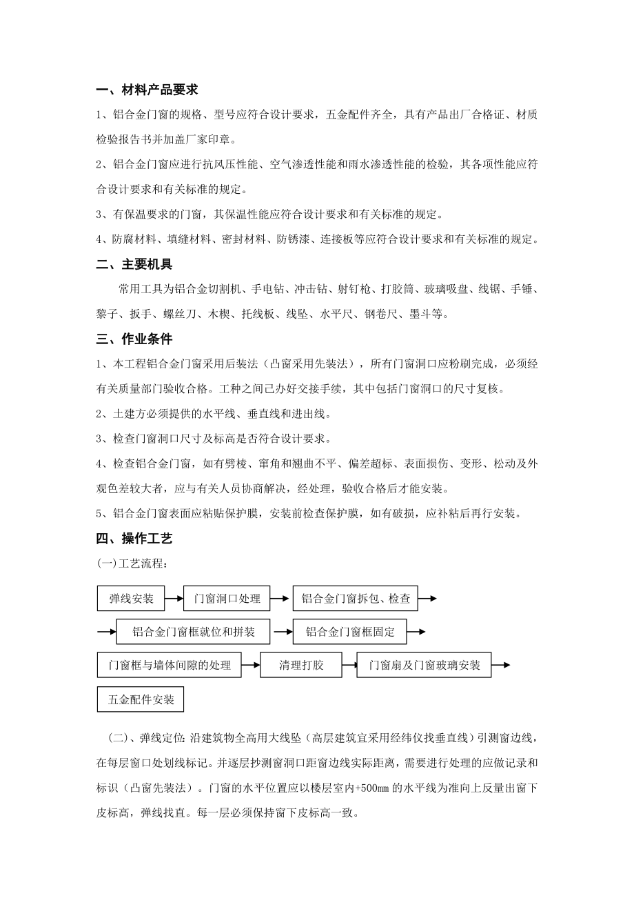 商品房项目铝合金门窗安装技术交底.docx_第1页