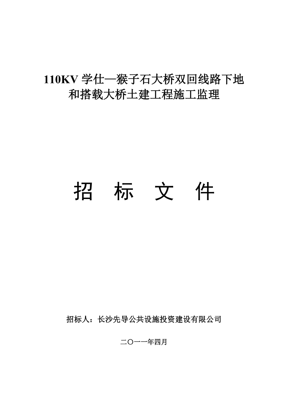 湖南某110KV双回线路下地和搭载大桥土建工程招标文件.doc_第1页