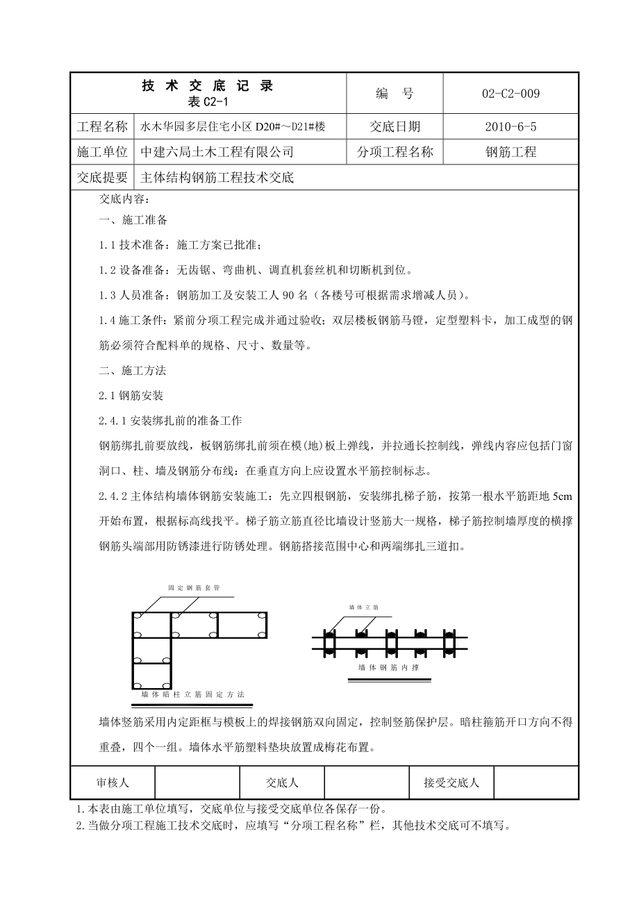 多层住宅工程主体结构钢筋工程技术交底.doc_第1页