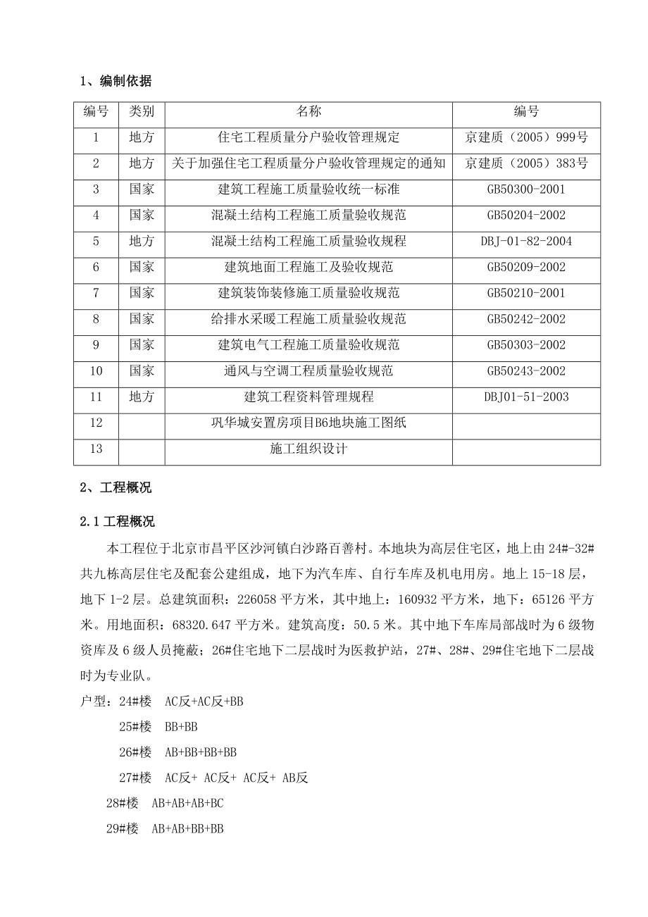 北京某安置房项目高层住宅区分户验收施工方案.doc_第2页