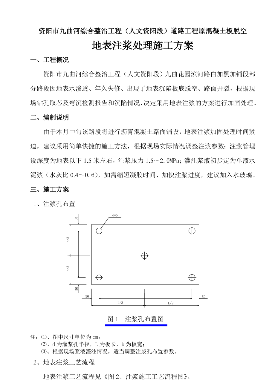 四川某河道综合整治项目道路混凝土路面脱空地表注浆处理施工方案.doc_第2页