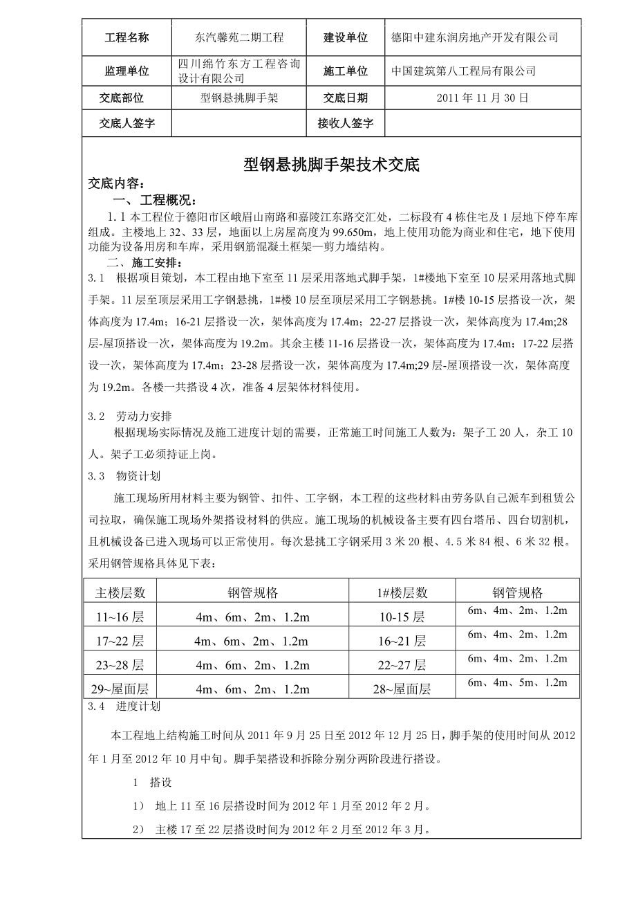 商业住宅楼型钢悬挑脚手架技术交底框剪结构附图.doc_第1页