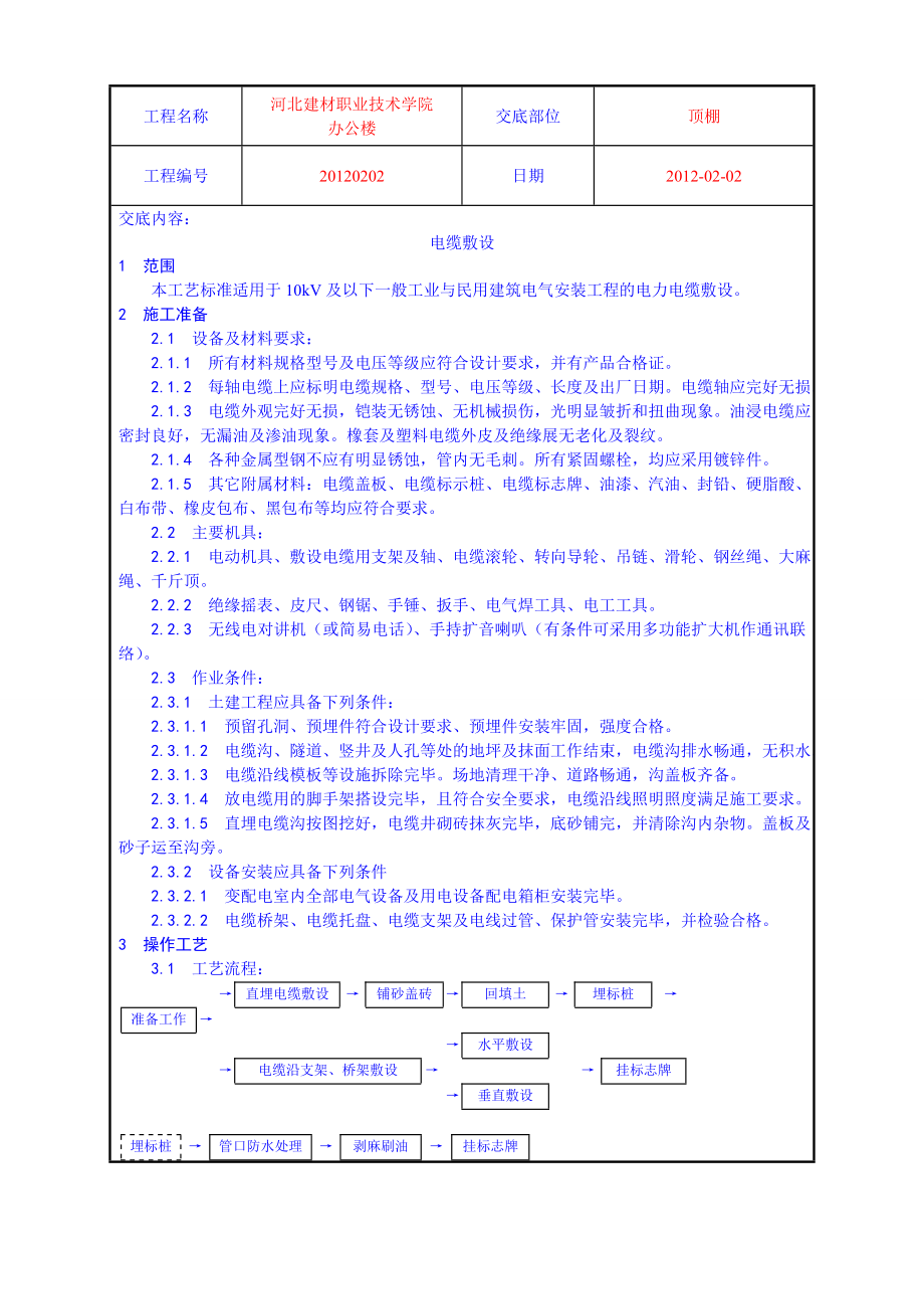 学校办公楼电缆敷设工艺.doc_第1页