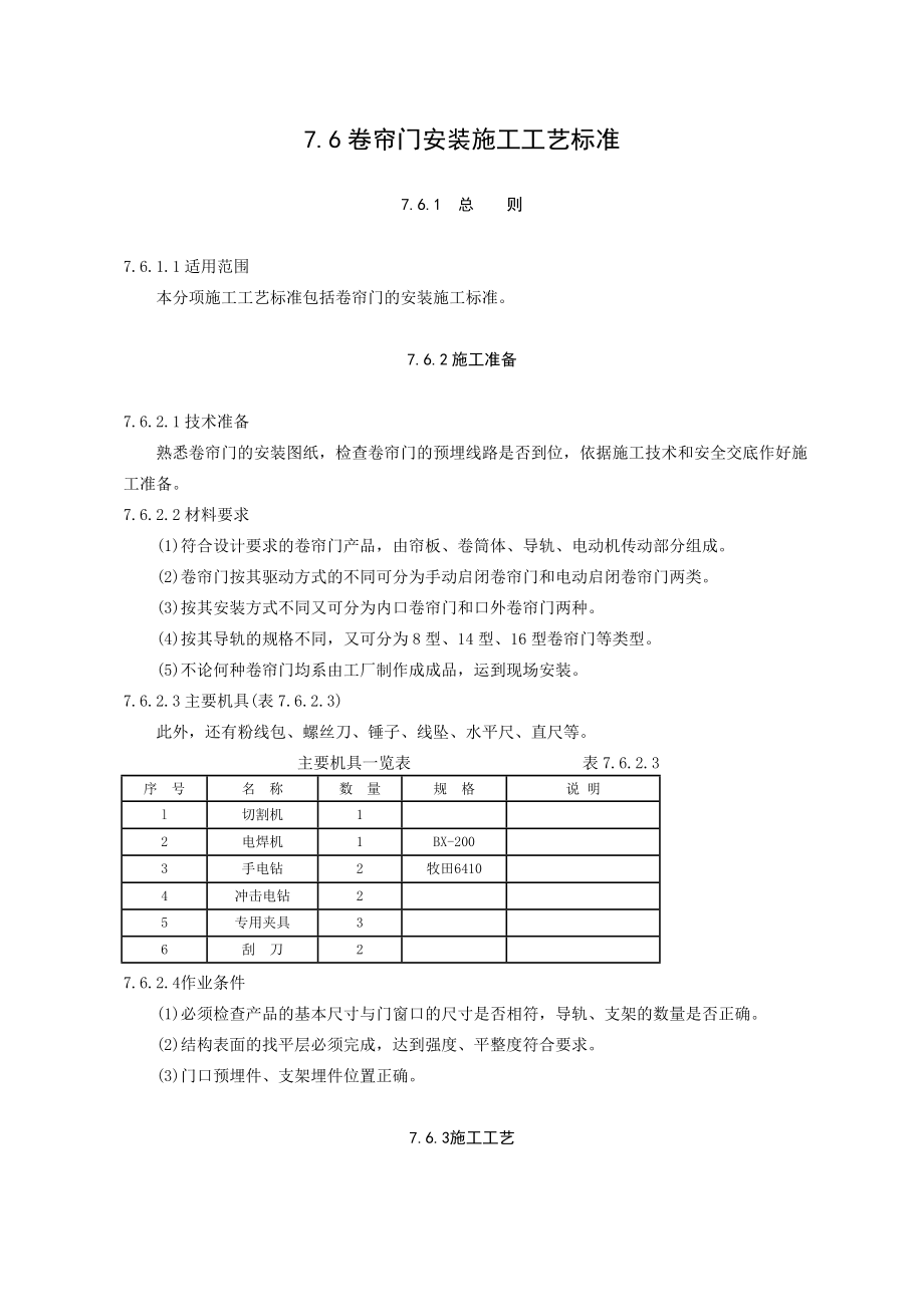 卷帘门安装施工工艺标准.doc_第1页